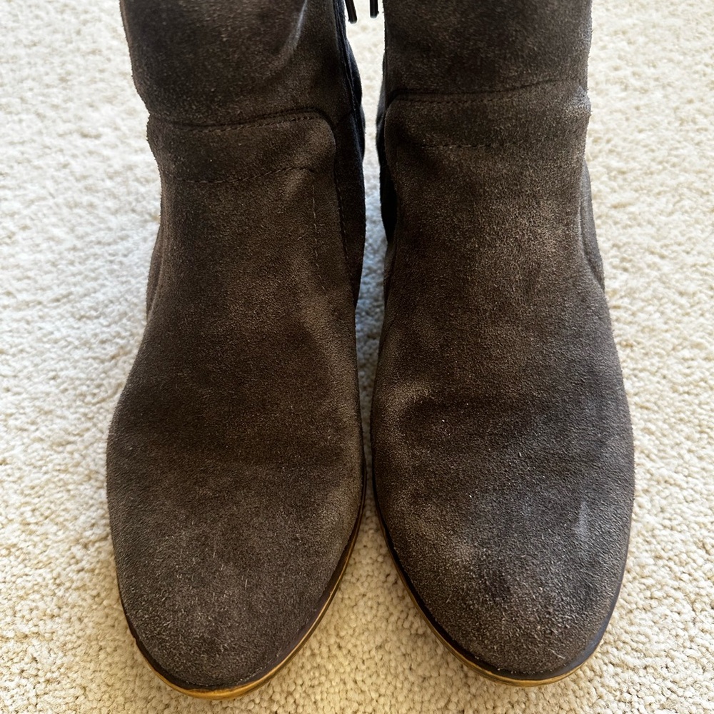 Lucky Brand Dark Gray Suede Ankle Boots